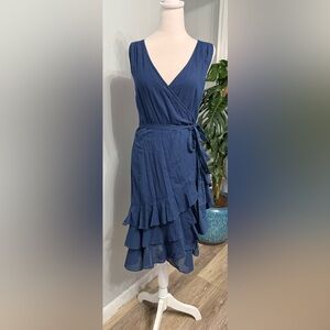#13)  100% Cotton Ralph Lauren Navy Wrap Style Dress